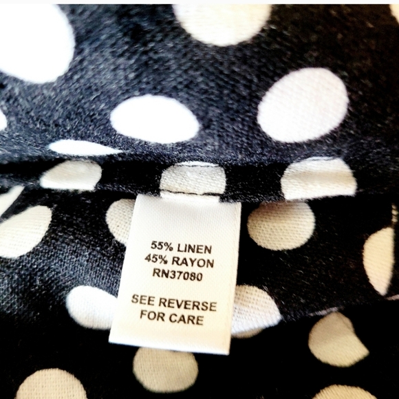 Polka dot black and white linen midi by Cato women's size 8 - Picture 8 of 13